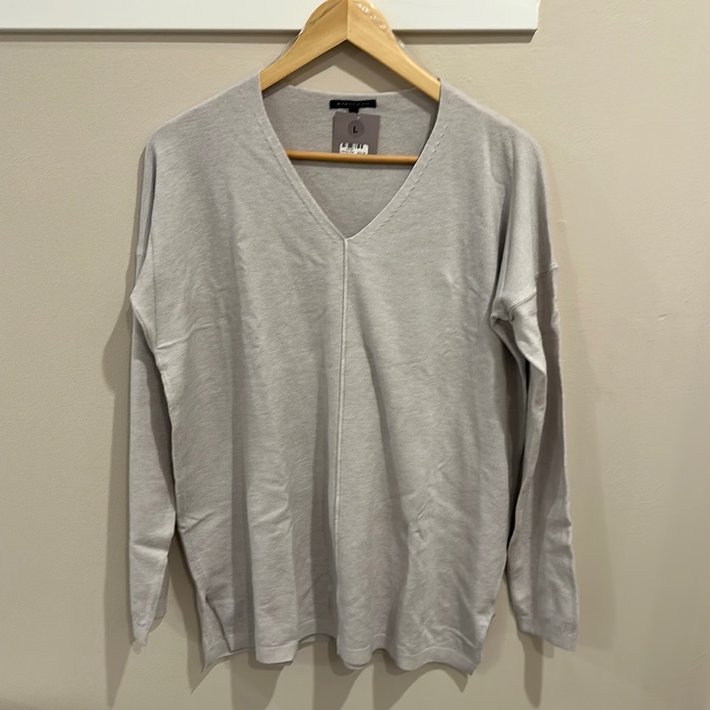 NWT grey sweater, size L, runs slightly oversized